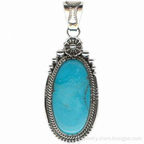 Turquoise gemstone cross pendant necklace